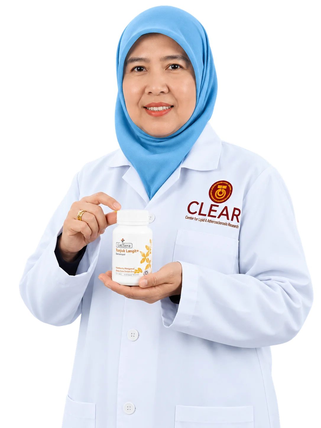 Prof. Madya Dr. Liza Md Salleh memegang produk