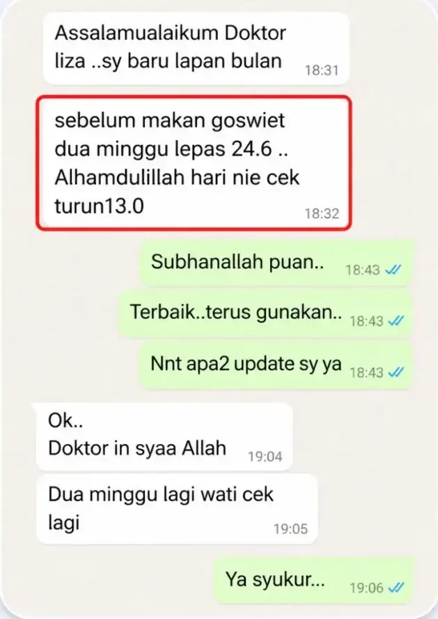 Perbualan asal testimoni pengguna: Turun dari 24.6 ke 13.0