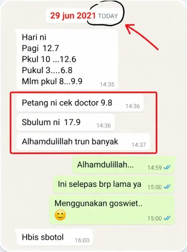 Perbualan asal testimoni pengguna: Turun dari 17.9 ke 9.8