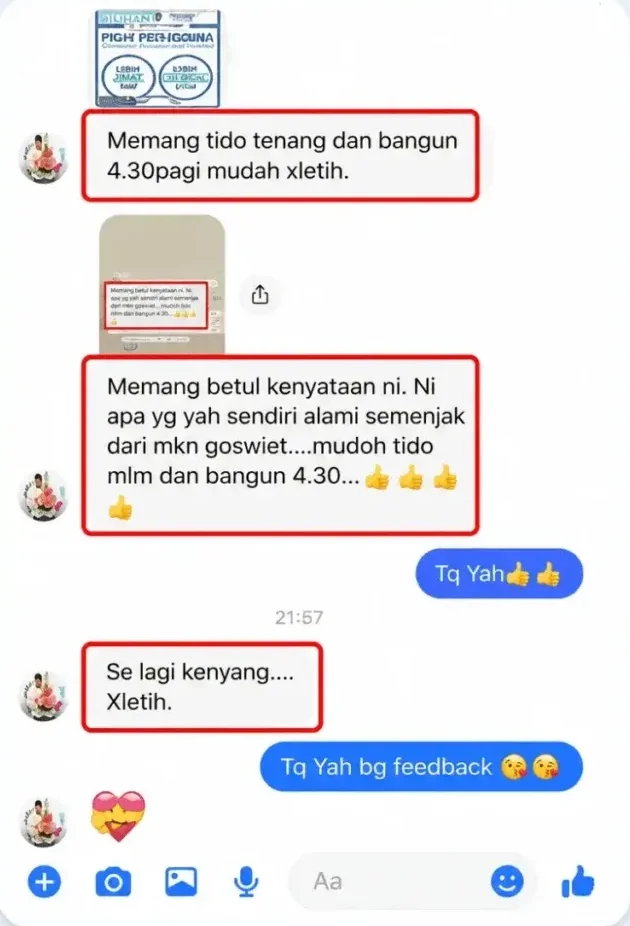 Perbualan asal testimoni pengguna: Tidur lebih nyenyak