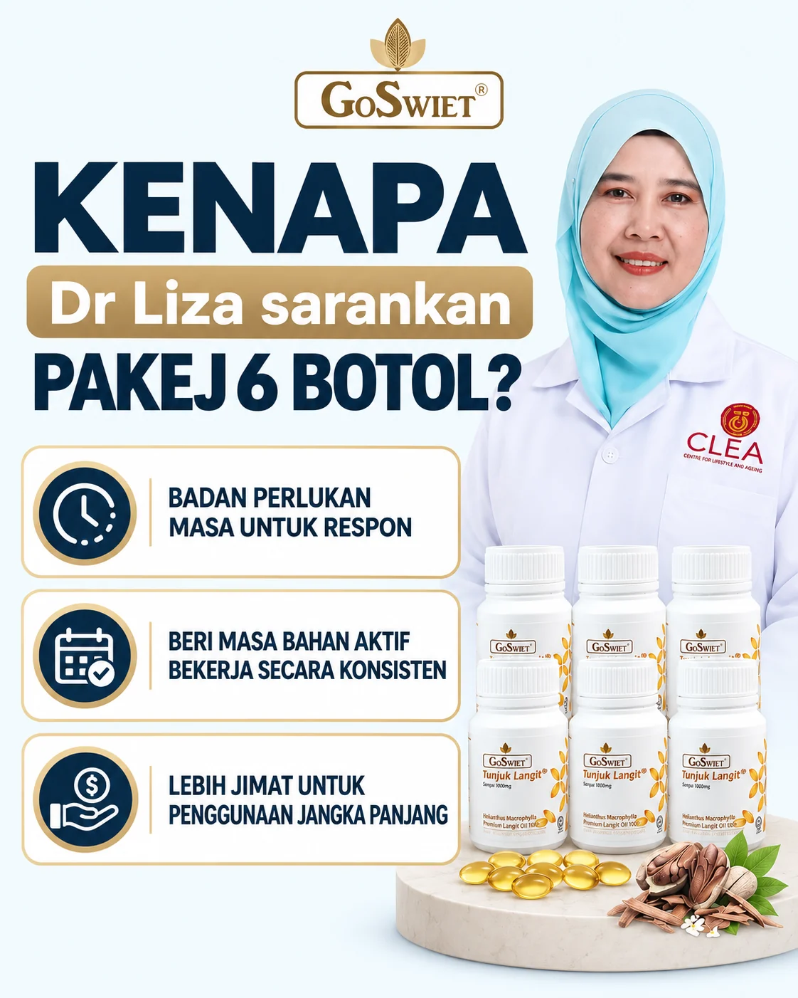 Kenapa Dr Liza sarankan pakej 6 botol: badan perlukan masa untuk respon, beri masa bahan aktif bekerja secara konsisten, lebih jimat untuk penggunaan jangka panjang